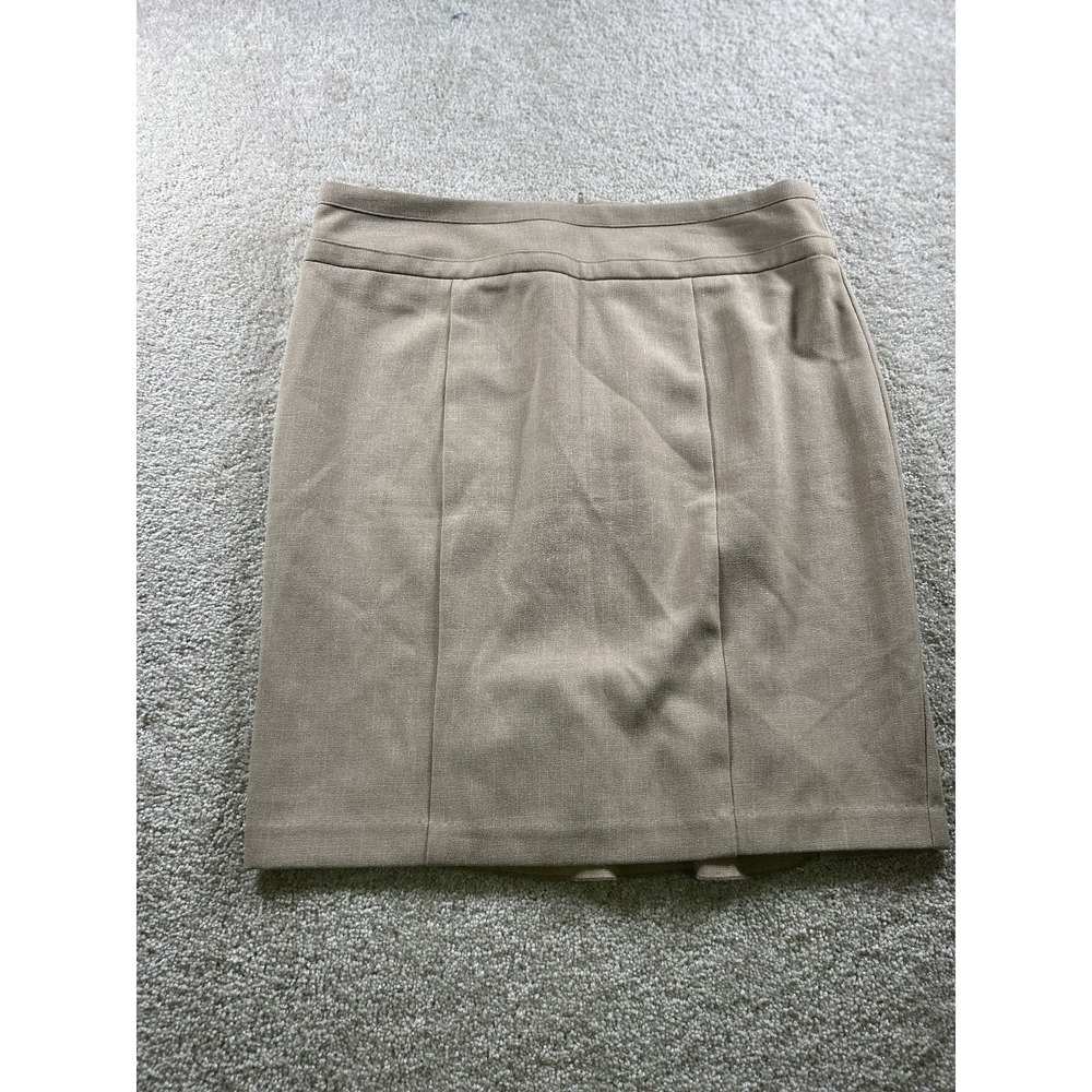 BCX Women's Beige Size 9 Pencil Skirt Ruffle Hem‎ Polyester Blend